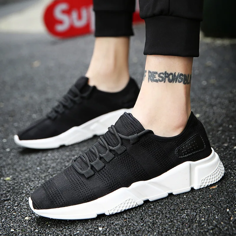 

2019 New Style Fly Woven Trendy Shoes MEN'S SHOES Korean-style Casual Lace-up Running Shoes Students Old Beijing Mesh Athletic S