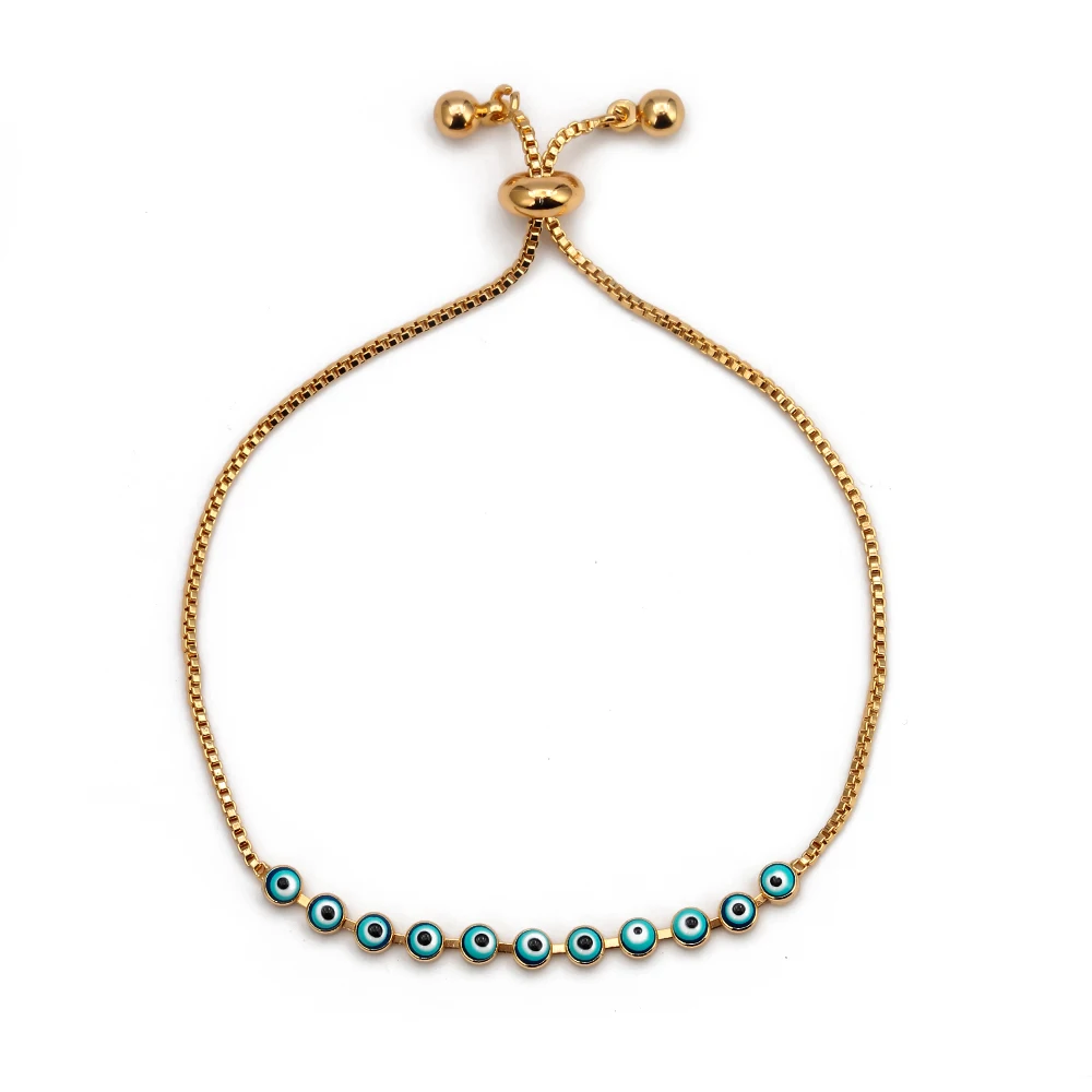 light blue Lucky Eye турецкий красный синий браслет evil Eye золотой цвет цепочка регулируемый браслет с бусинами ювелирные изделия подарок для женщин и мужчин EY6546 - Окраска металла: light blue