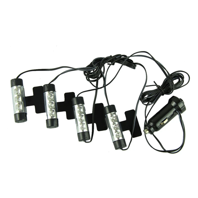 4x 3LED автомобильное зарядное устройство 12V свечение декоративная интерьерная стенная панель с 4in1 Атмосфера синий светильник
