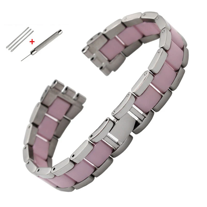 silver pink 2 Металлический ремешок для часов Swatch YGS716 YAS100 YVS441G/YAS112G браслет из нержавеющей стали+ керамический ремешок для часов 17 мм для женщин - Цвет ремешка: silver pink 2