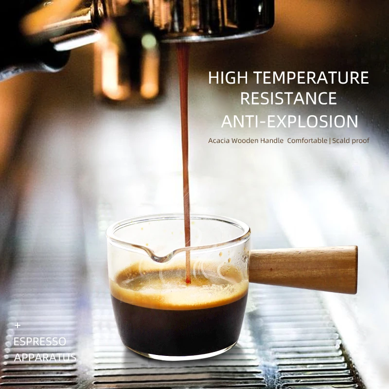 Thickened Glass with Wooden Handle Espresso Cup Mini Milk Cup Espresso Cup