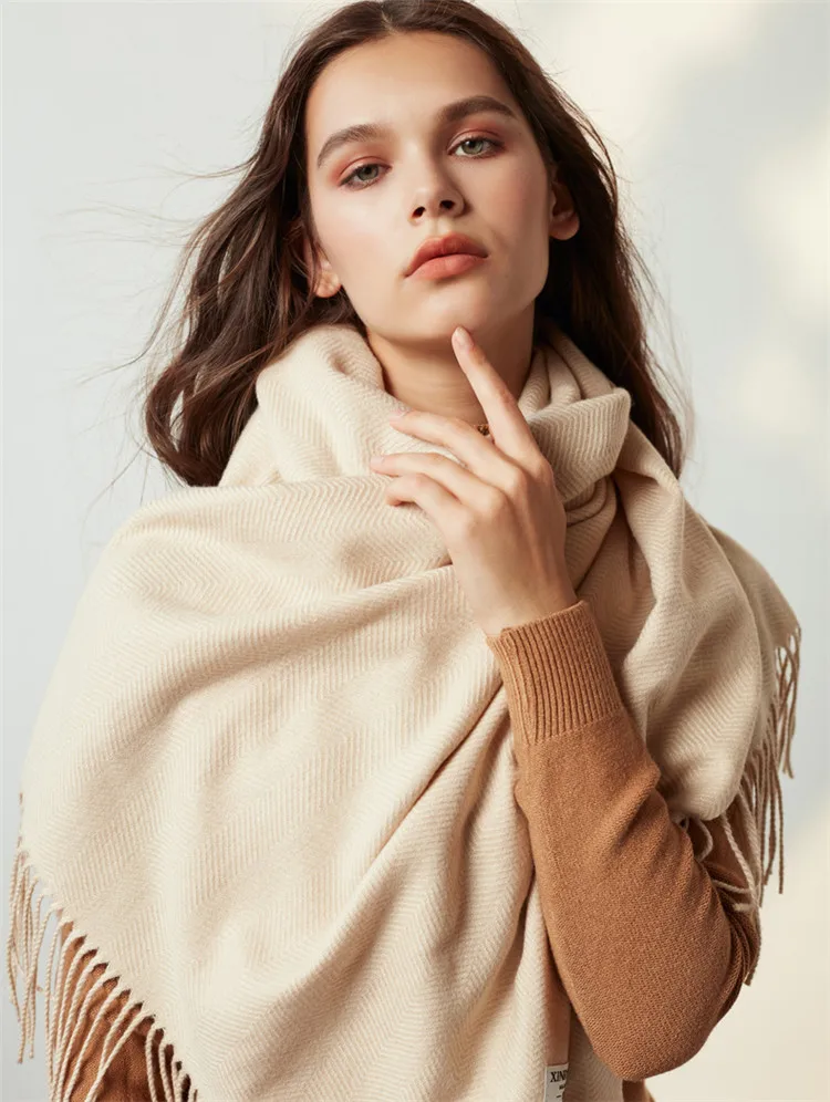 350 г плюс размер кашемировый пончо длинные зимние теплые пашмины шали Толстая обмотка накидка однотонный шарф для женщин Роскошные шарфы для женщин