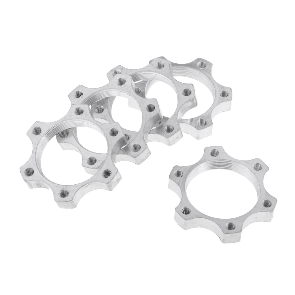 5Pcs Heavy Duty 44mm Bicycle Free Wheel Threaded Hubs Nut 6 Bolt Disk Disc Brake Flange Adapter