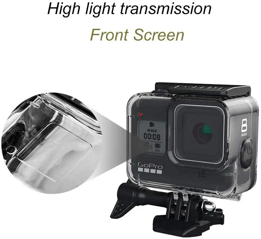PATALACHI водонепроницаемый корпус чехол для Gopro Hero 8 черный 196ft подводная фотография мягкая резиновая кнопка защитная
