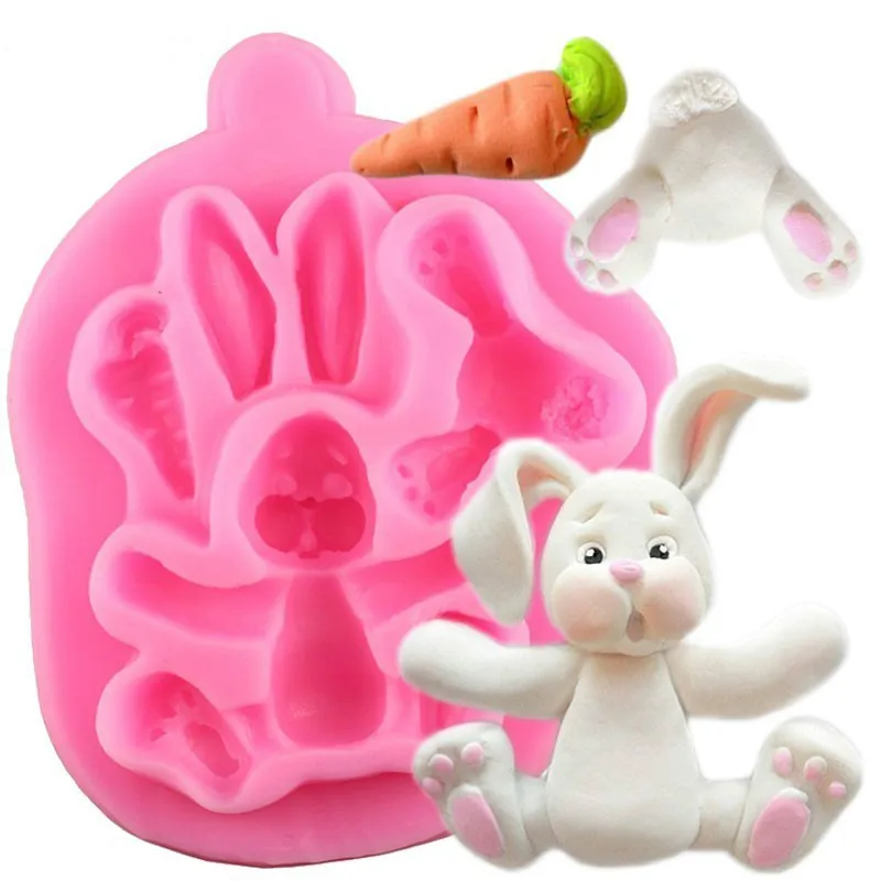 

3D Rabbit Easter Bunny Silicone Mold Cupcake Topper Fondant Cake Decorating Tools Cookie Baking Candy Chocolate Gumpaste Mould