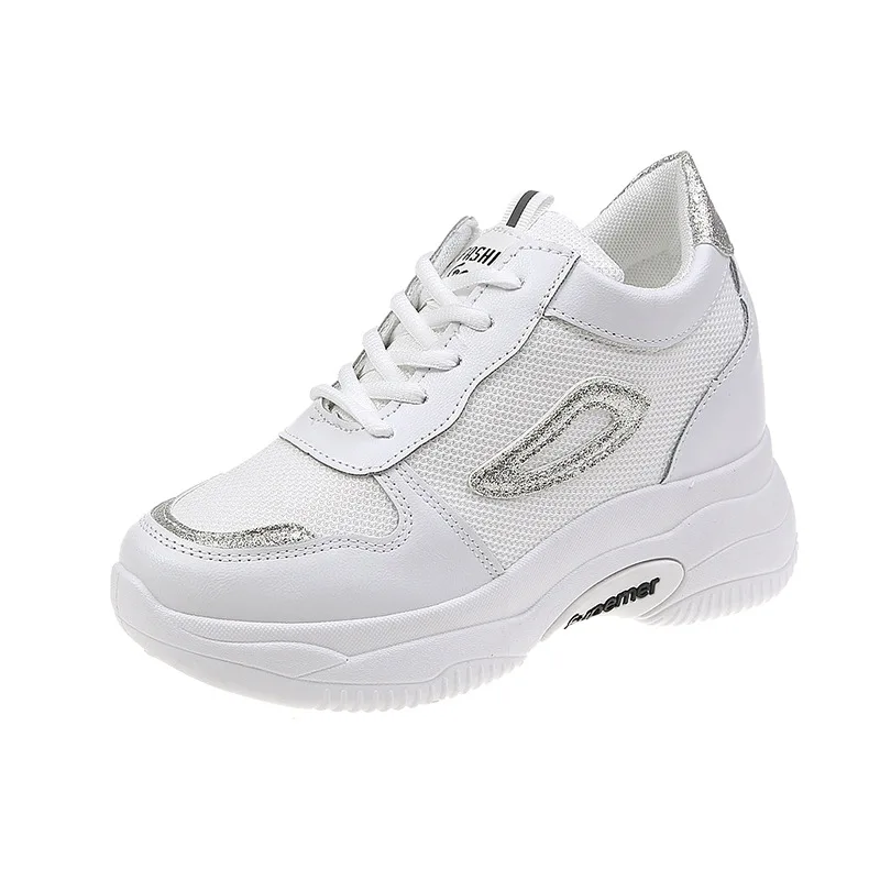 Обувь; женские дизайнерские кроссовки; Повседневная обувь; обувь на платформе, увеличивающая рост; женские кроссовки; женская прогулочная обувь; Вулканизированная обувь - Цвет: Белый