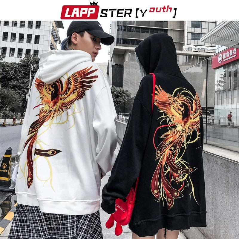 LAPPSTER пара Overszied Феникс Harajuku толстовки мужские осенние уличные толстовки с капюшоном черные корейские модные толстовки