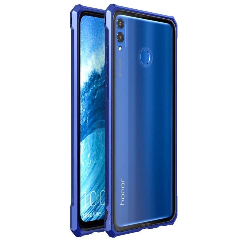 Luxury Metal Bumper Case For Huawei Honor 8X Max Transparent Clear Tempered Glass Back Cover 8 X |