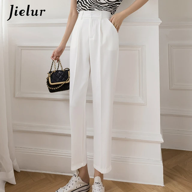 Woman Casual Solid High Waisted Pants 2022 Spring Elegant Female Basic  Pocket Pant Office Ladies 14 Color Pant