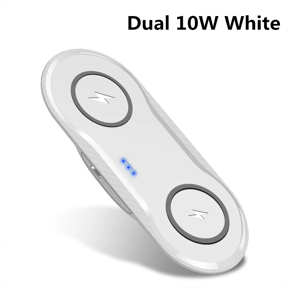 20 Вт Беспроводное зарядное устройство Qi с двумя сиденьями для iPhone X XR MAX XS 8 Plus 10 Вт Быстрое Зарядное устройство USB док-станция для samsung S9 S10 Xiaomi Mix 2s - Тип штекера: Dual 10W White