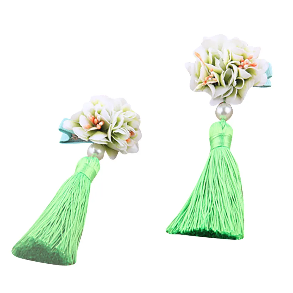  Chinses Retro Long Tassels Hairclip Girl tassel meatball hair clip lady little girl jewelry Girl Hair Decoration