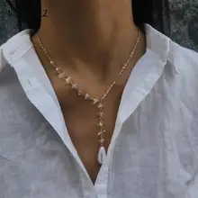 IngeSight. Z корейское ожерелье-чокер с натуральным опалом и камнем, массивная подвеска с искусственным жемчугом, длинная цепочка, ожерелье, Женские Ювелирные изделия