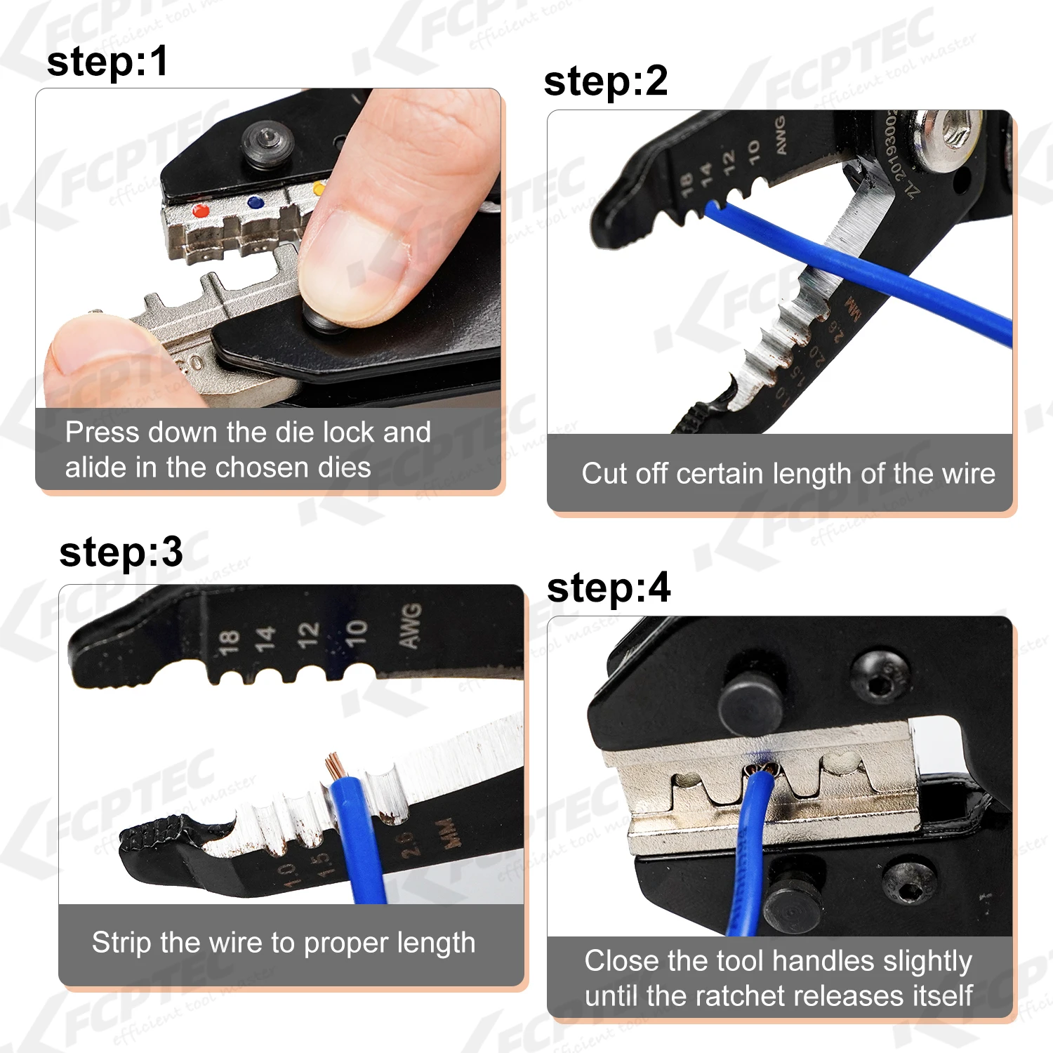 8/6/4PCS Set Crimping Tools Alicate Crimpadora Terminales MC4 Solar Panel  Wire Crimp Set Connector Kit Easy to Replace Pliers