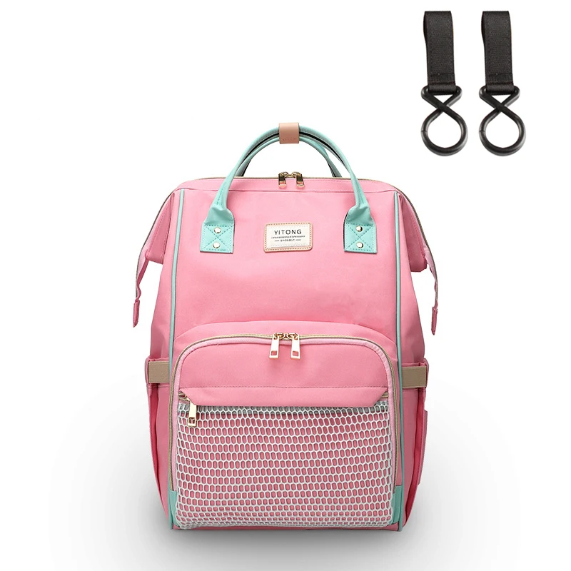 light pink TUKATO модная сумка для подгузников для мам, брендовая Большая вместительная детская сумка, рюкзак для путешествий, дизайнерская сумка для ухода за ребенком - Цвет: light pink