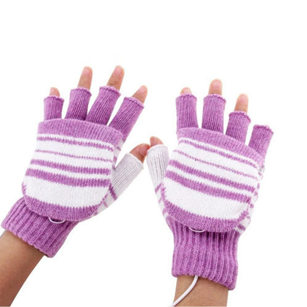 

2PCS Washable With Cover USB Connection Knitting Sports Mitten Cycling Warm Practical Heating Gloves Skiing Outdoor Winter