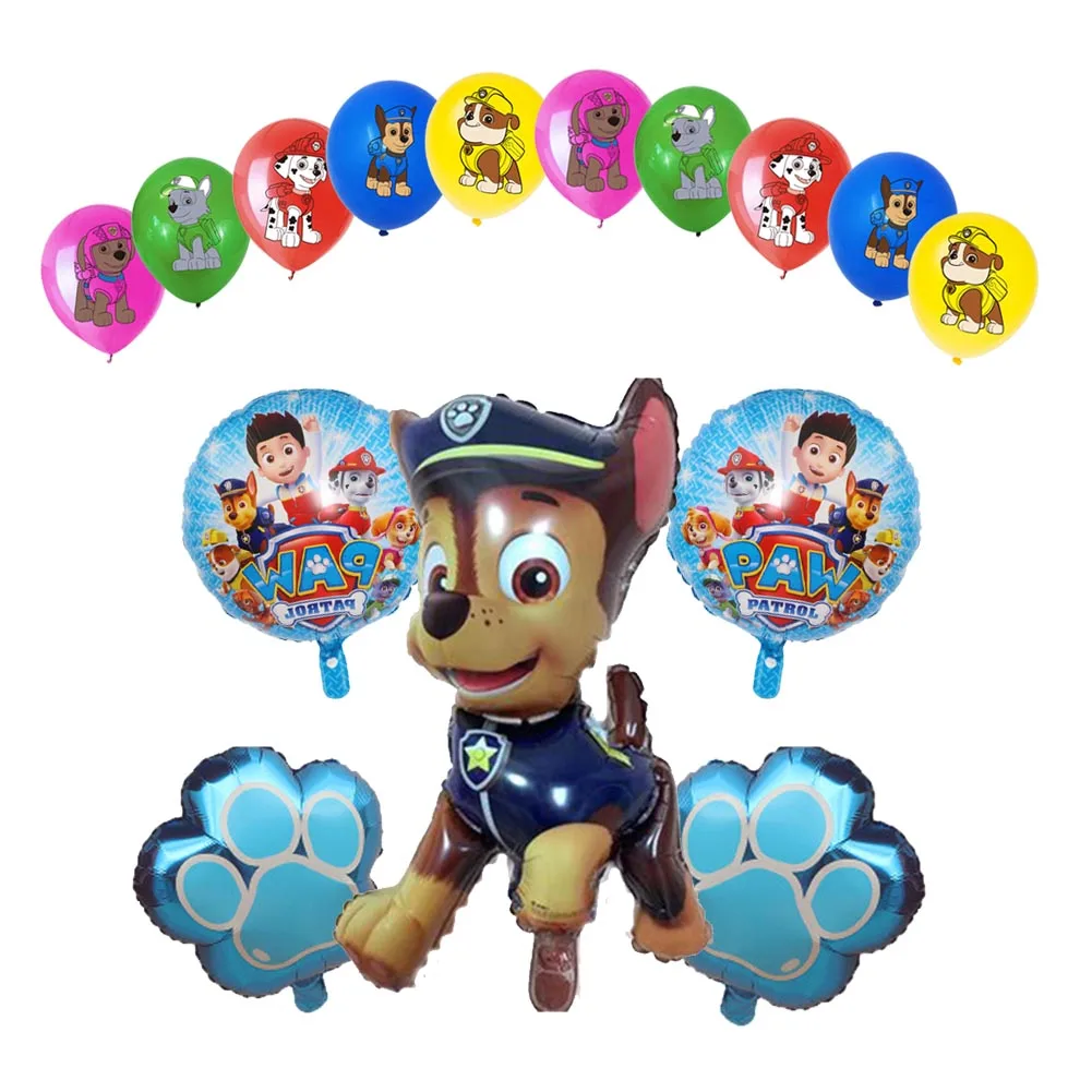 Globos de papel de aluminio de la patrulla canina para niños y niñas, figuras de Chase, Marshall, Sky, Rubble, látex, decoración para fiesta de cumpleaños, juguetes para niños, 15 Uds.