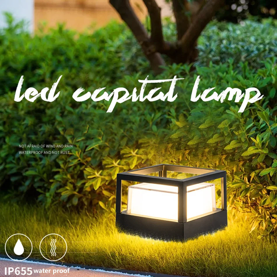 LED Pillar Lamp Waterproof Aluminum Acrylic Outdoor Garden Path Lawn Light Landscape Column Light Garden Porch Stigma