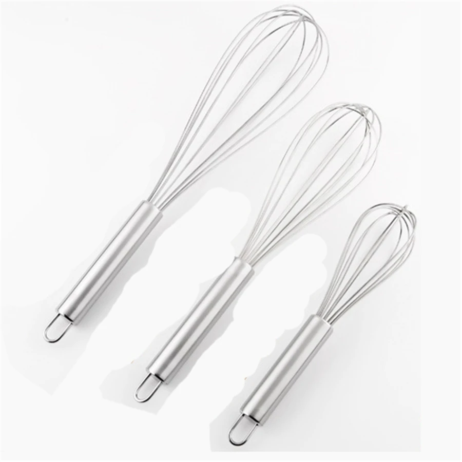 Mixing Egg Beater 3-Piece Stainless Steel Small Medium Large Kitchen Whisk Set