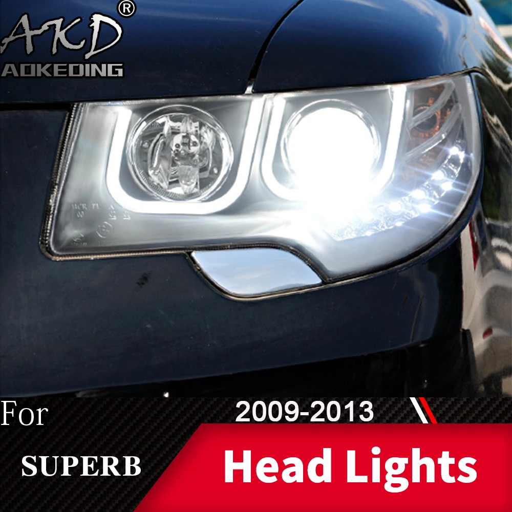 Головной светильник s для автомобиля Skoda Superb 2009-2013 Superb DRL Дневной ходовой светильник светодиодный Биксеноновая лампа противотуманный светильник s тюнинговый аксессуар