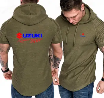 

Suzuki Racing Print Men Short Sleeve Hooded Sweatshirt Men hoodies Summer Hoodie Shirt Pullovers Hip Hop Tracksuit Pullover