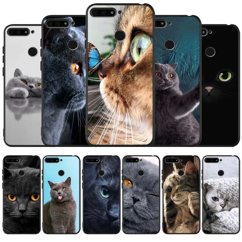 British Shorthair cat Top Meow Black TPU Silicone Soft Phone Case For Honor 8X 9 8 10 20 30 Lite Pro MATE | Мобильные телефоны и