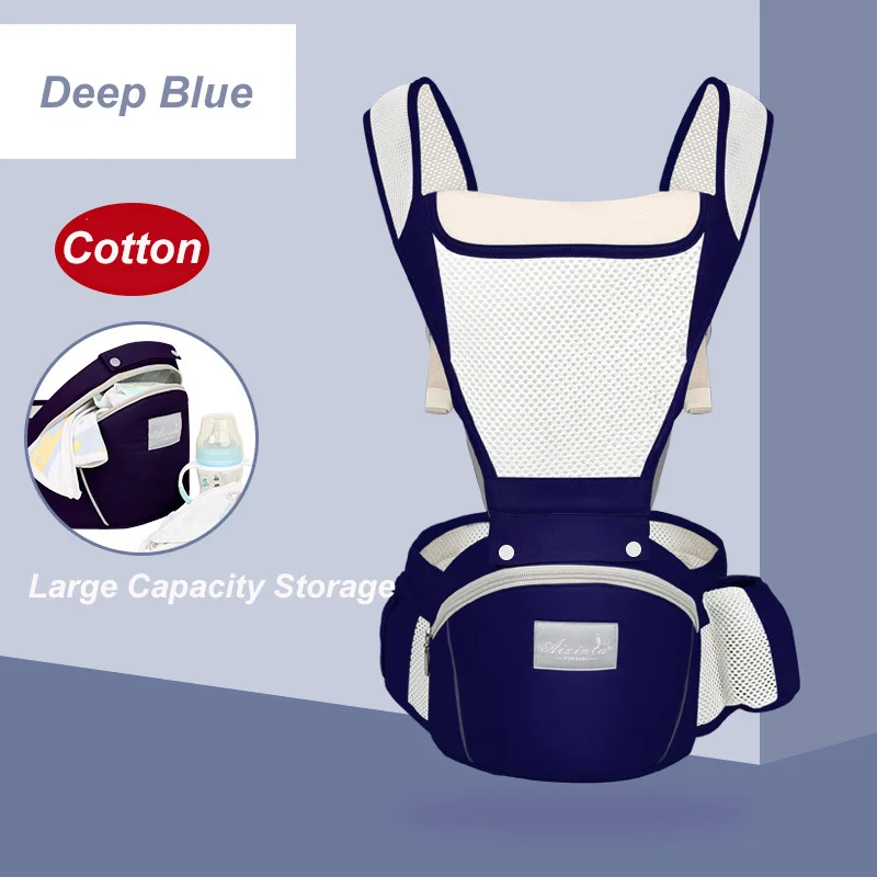 Эргономичная переноска для новорожденных, рюкзак для младенцев, слинг-кенгуру с передним бортиком для путешествий 0-36 месяцев - Цвет: Deep Blue