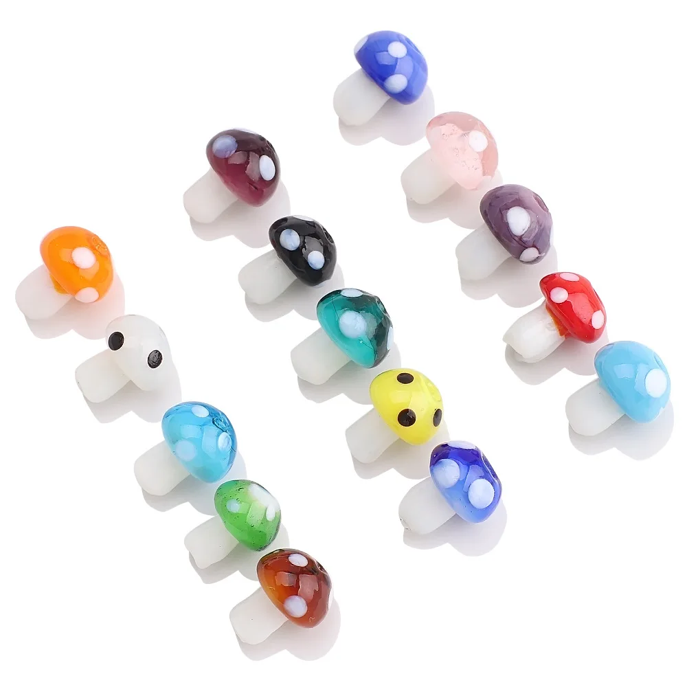 10 Stück 10 x 13 mm 12 x 18 mm Pilzform Lampwork Glas lose Perlen für DIY Handwerk Schmuckherstellung handgemachte Schmuckperlen – Detail 2