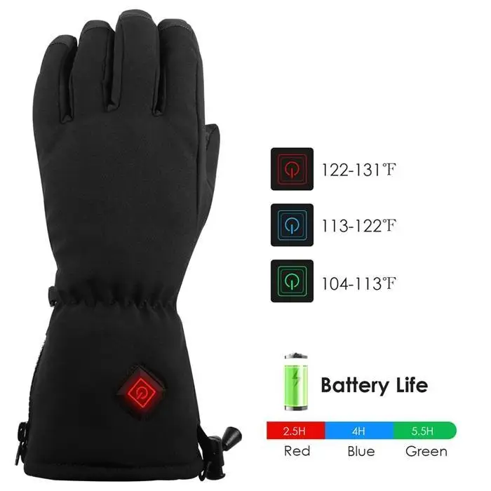 Мужские и женские перчатки с электрическим подогревом, зимние теплые перчатки для велоспорта, пеших прогулок и т. д. теплые однотонные рукавицы с сенсорным экраном