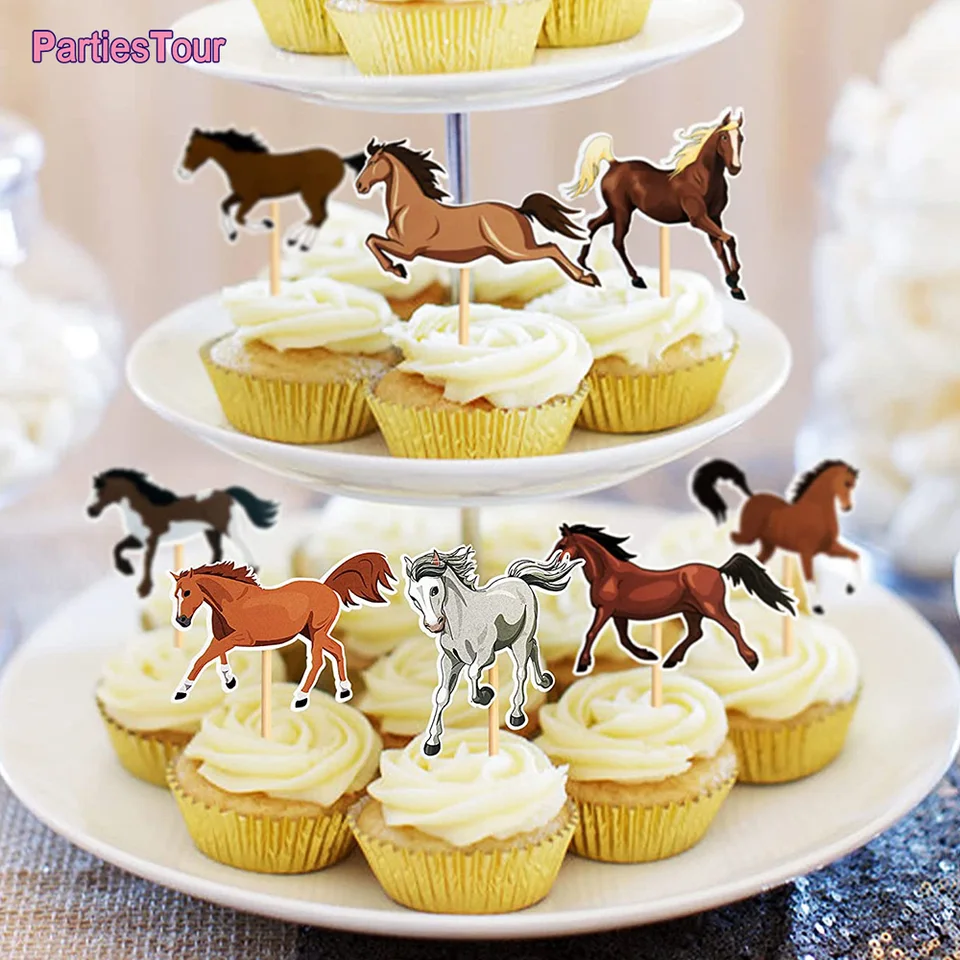 Horseshoe & Horse Happy Birthday Cake Topper - Horse Racing Theme Birthday Decoration For Boys, Girls, Men & Women