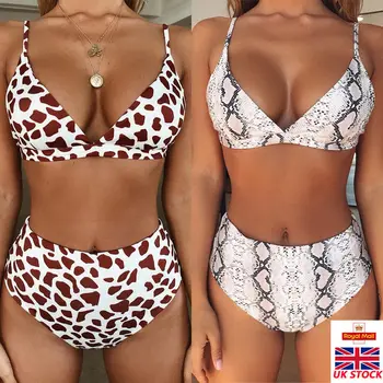 

Women Bandage Bikini 2pcs Set bandeau Padded Bra Bathing Suit Swimwear Push-up Animal Print Leopard High Waist Beach Swimsuit