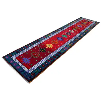 

88x371 Cm Red Handmade Boho Runner Rugs-3x12 Ft