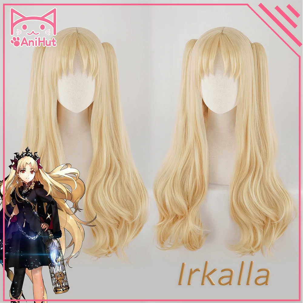 AniHut Irkalla Ereshkigal парик Fate Grand Order косплей парик кудрявый светильник светлые волосы аниме Fate Grand Order Косплей парики для женщин