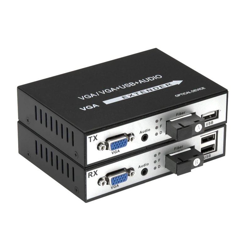 1 пара VGA + KVM волоконный удлинитель в оптический преобразователь Аудио