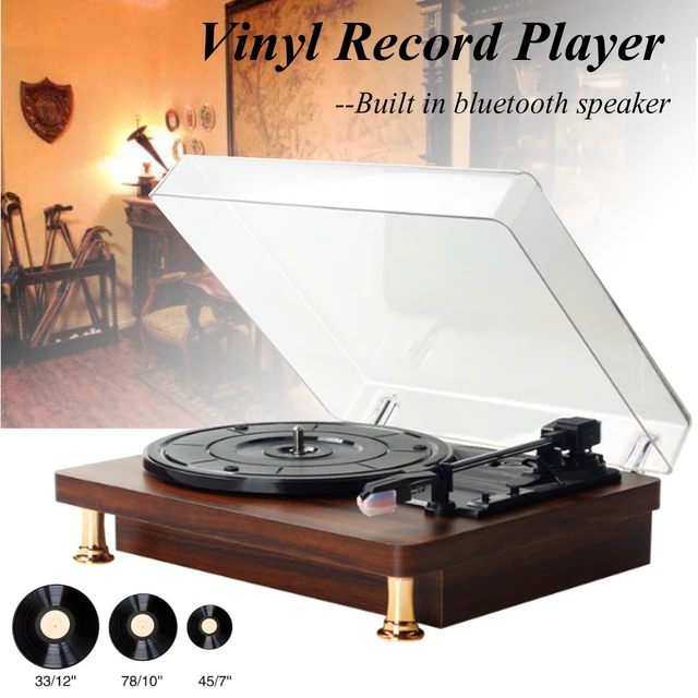 Reproductor de música de vinilo tocadiscos, altavoces con Bluetooth,  gramófono Vintage, reproductor de fonógrafo para grabación de 33/45/78RPM -  AliExpress