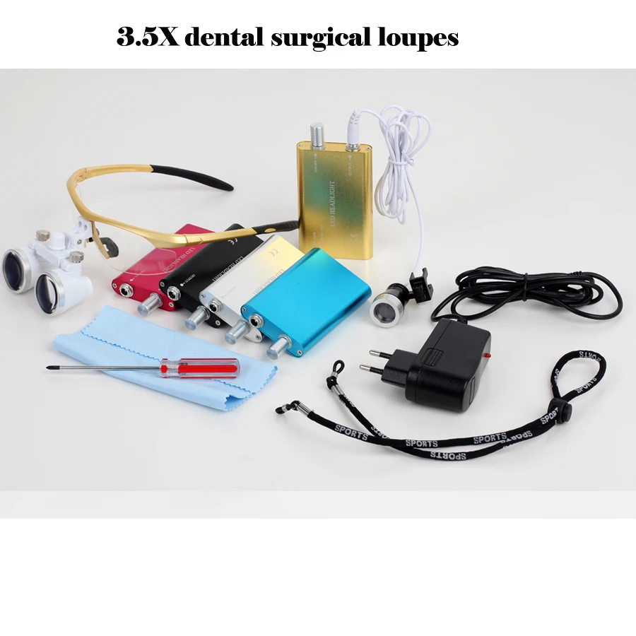 Dental2.5X/3.5X бинокулярное увеличение хирургическая Лупа лупы с фар Светодиодный свет хирургические зубные лупы Лампа