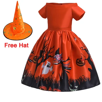 

2020 Baby Girl Dress Clothes Cosplay Pumpkin Ghost Halloween Costume For Kids Girls Dresses Princess Party Dress 2 3 9 10 Years