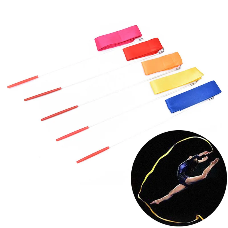 2M Professional Gym Ribbons Art Gymnastic Ballet Streamer Dance Ribbon Rhythmic gymnastics ribbon gymnastics streamer rod gymnastics dance accessories