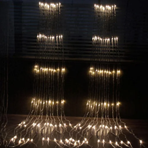 3X3M/2M 320/240 LED Waterfall Waterproof Meteor Shower Rain String Light Christmas Wedding Curtain Icicle Fairy String Garland - Испускаемый цвет: Тёплый белый