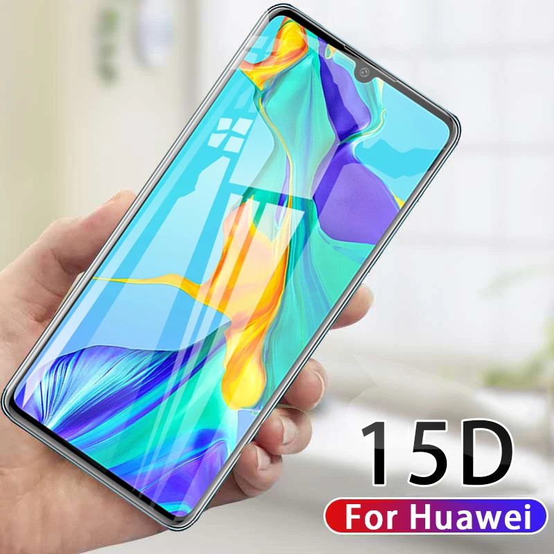 Защитное стекло 15D для Huawei P30 P30lite Y5 Y6 Y7 P Smart 2019 закаленное Honor 10i 20i 8a 8s