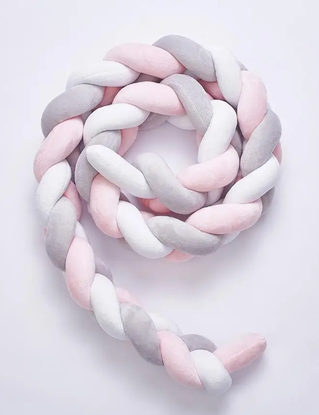 2m pink white gray 2,2 м длина ребенок ручной работы noary узел новорожденный кровать бампер длинная завязанная коса подушка детская кровать бампер узел кроватка декор для детской комнаты - Цвет: 2m pink white gray