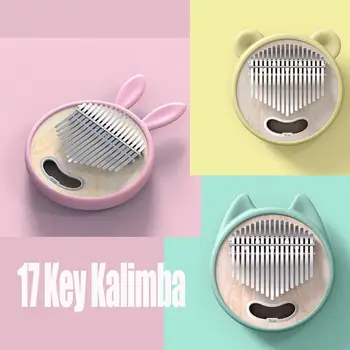 شراء17 مفتاح Kalimba Mbira الإبهام إصبع البيانو لطيف الكرتون الأرنب القط الدب لوحة المفاتيح أداة لفتاة الاطفال المبتدئين الهدايا