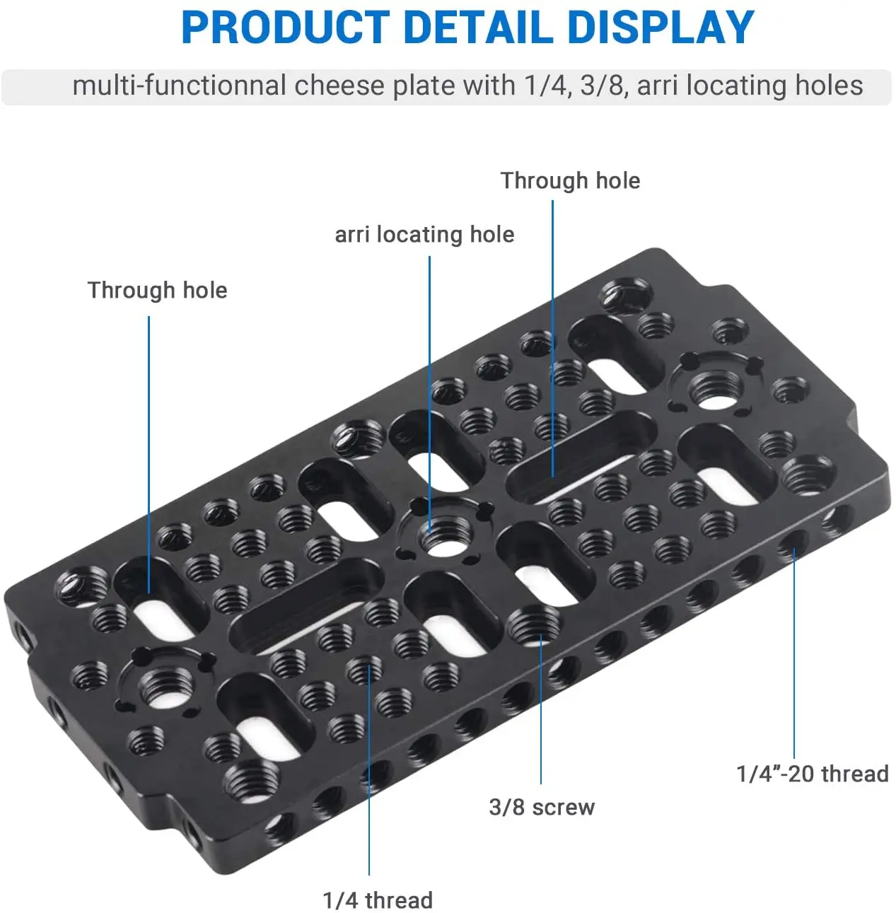 Placa de Comutação para Trilho Placa com 1 Furos de Rosca-1681 Smallrig Multi-purpose Bloco Dovetail Câmera Queijo 4 3 8 - - Image 2