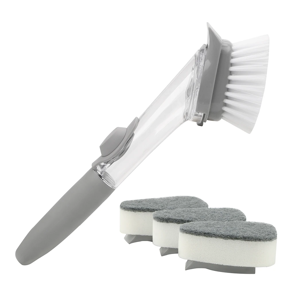 

Kitchen Cleaning Brush Set Creative Tablewares Wash Tool Set Long Handle Automatically Add Liquid Sponge Brushs