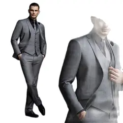 FAKUNTN Dark Gray  Fashion Handsome  Mens Suits Groom Blazer Wedding Suits For Best Men Slim Fit Groom Tuxedos For Man