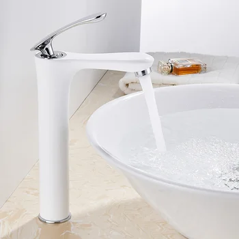 

White Bathroom Faucet Single Lever Basin Faucet Hot and Cold Water Mixer Faucet Tap Bath Room Wash Face Hand Faucets Modern