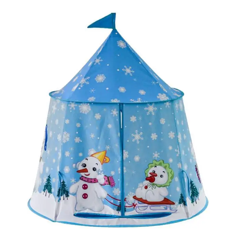 Портативный Снеговик замок палатка дети играть игрушка подарок дом складной синий повесить флаг воздухопроницаемость дизайн удобное пространство