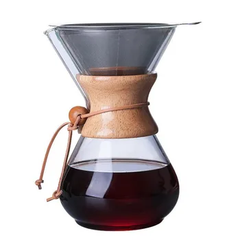 

1PC 1000ml Glass Coffee Pot Dripper Moka Tea Maker Percolator Barista Tools Espresso Manual Kettle Teapot With Stainless Steel