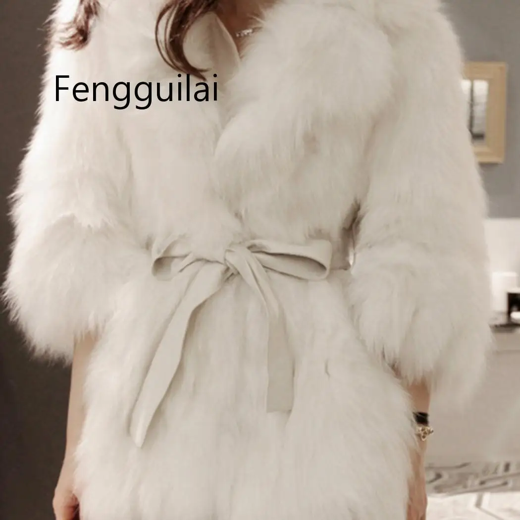 Luxury Women Faux Fox Fur Coat 2020 Winter Thick Warm Fluffy Fur Jacket Overcoat Elegant Female Fur Coats Outwear Fourrure Femme Luxury Women Faux Fox Fur Coat 2020 Winter Thick Warm Fluffy Fur Jacket Overcoat Elegant Female Fur Coats Outwear Fourrure Femme