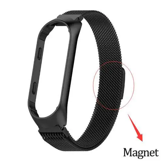 Magnet Black Rovtop ремешок для Xiaomi mi Band 3 mi Band 3 ремешок для Xiaomi mi band 3 браслет для Xiaomi mi 3 магнитный металлический браслет из нержавеющей стали - Цвет: Magnet Black