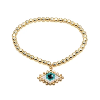 

Go2boho Bracelet MIYUKI Evil Eye Lucky Bracelets Summer Women Femme Bijoux 2020 Gift Jewelry Gold Color Fadeless Beads Elastic